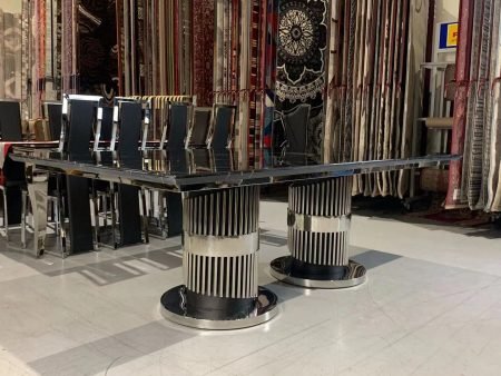 DOUBLE PEDESTAL MARBLE TABLE, 2 PEDISTAL