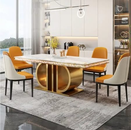 Elegant Dining Table with Half Moon Base, HALFMOON